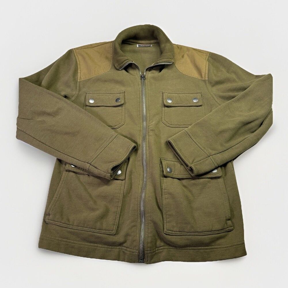 All-Son Utility Jacket Sz M Olive Green Zip Up Workwear Military Core